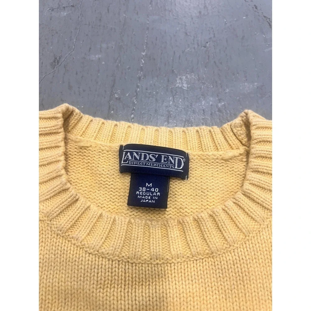 Lands' End‎ Sweater Womens M 38-40 Yellow Regular Fit Knitted Warm Wear Outdoor